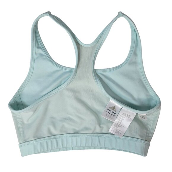 Adidas Unpadded Sports Bra Mint Green Large Lined Racerback Pullover Logo AF5001 - Picture 6 of 7